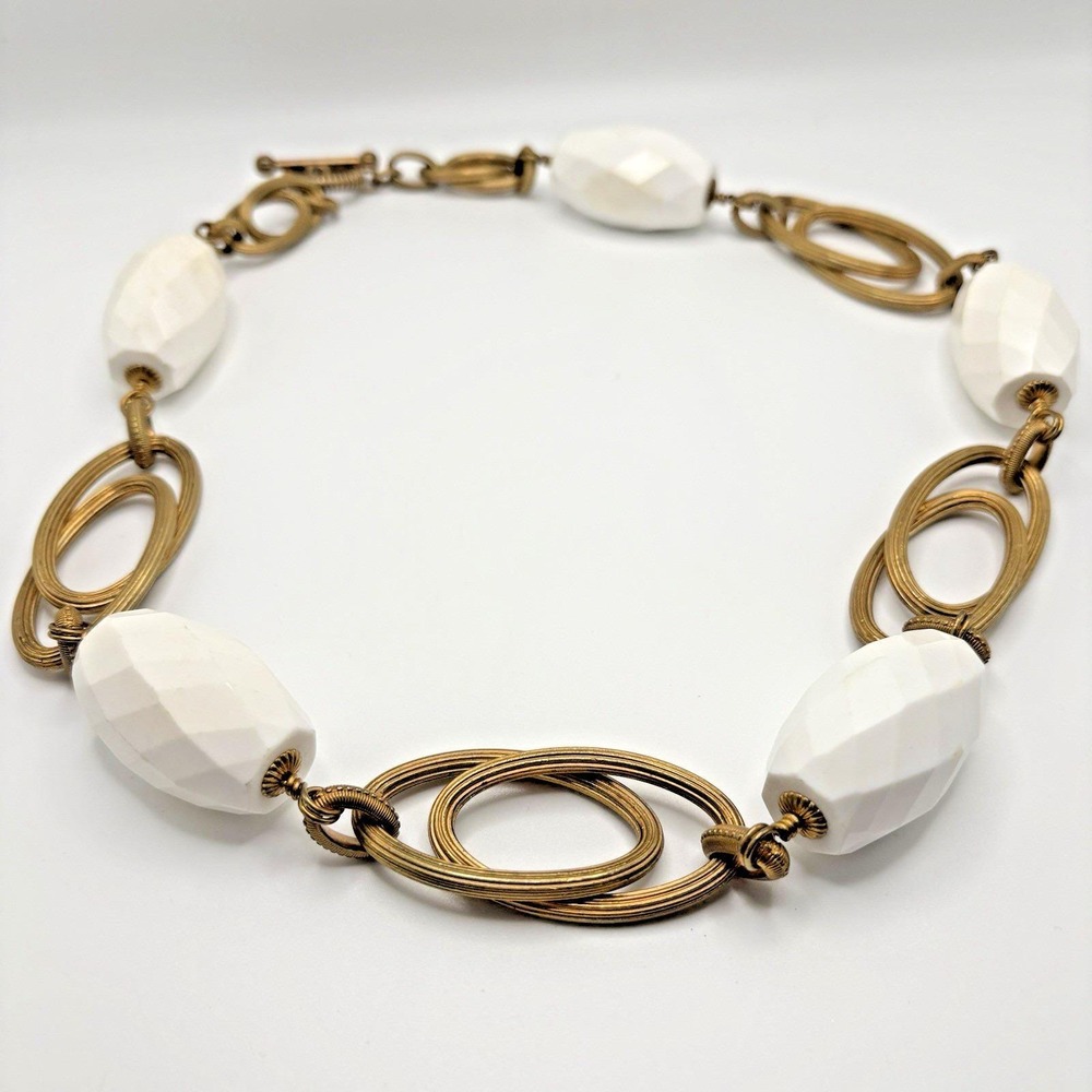 Vintage Stephen Dweck Necklace Chunky Faceted Stone Bronze RARE